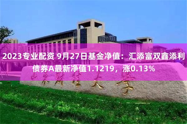 2023专业配资 9月27日基金净值：汇添富双鑫添利债券A最新净值1.1219，涨0.13%