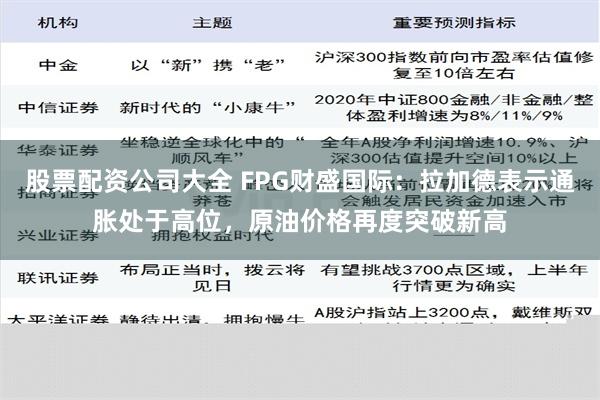 股票配资公司大全 FPG财盛国际：拉加德表示通胀处于高位，原油价格再度突破新高