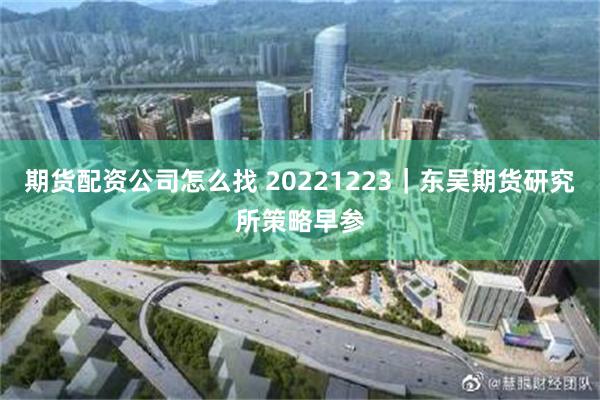 期货配资公司怎么找 20221223｜东吴期货研究所策略早参