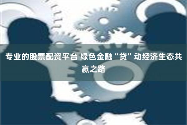 专业的股票配资平台 绿色金融“贷”动经济生态共赢之路