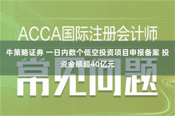 牛策略证券 一日内数个低空投资项目申报备案 投资金额超40亿元